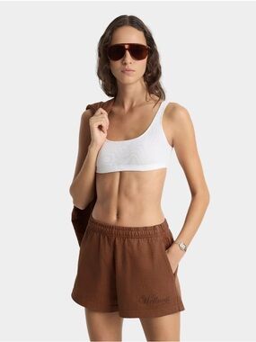 Sporty & Rich Brown 'Wellness' SoHo Disco Shorts - NWT